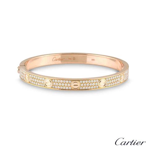 bracelet cartier or rose diamant|cartier bracelet full diamond.